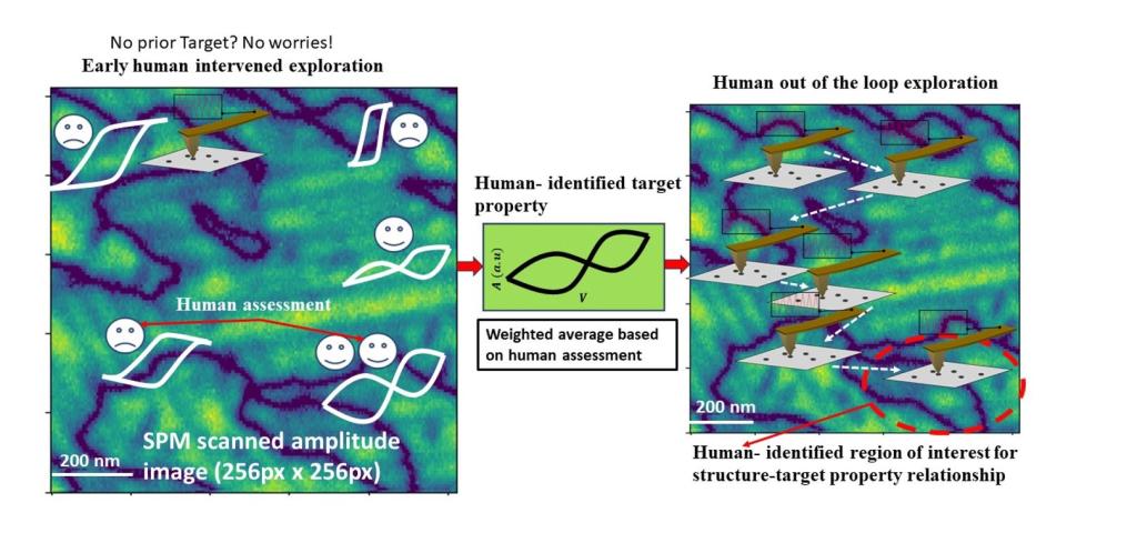 This graphic depicts the workflow of the human-AI collaborator system developed at ORNL to improve experimentation. Credit: Arpan Biswas and Rama Vasudevan/ORNL, U.S. Dept. of Energy