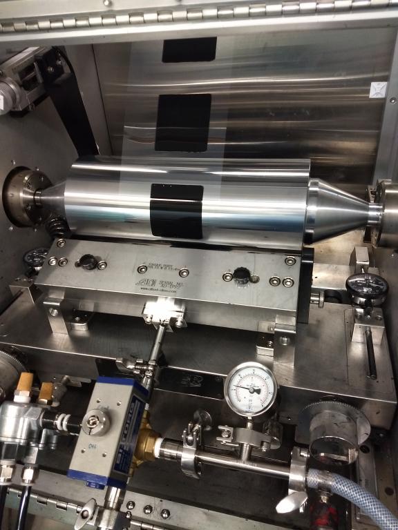 As a member of DOE's new Roll-to-Roll Consortium, ORNL is working on commercial scale-up of hydrogen fuel cell and electrolyzer components, such as this catalyst film being produced in ORNL's Battery Manufacturing Laboratory. Credit: Alexey Serov/ORNL, US Dept. of Energy