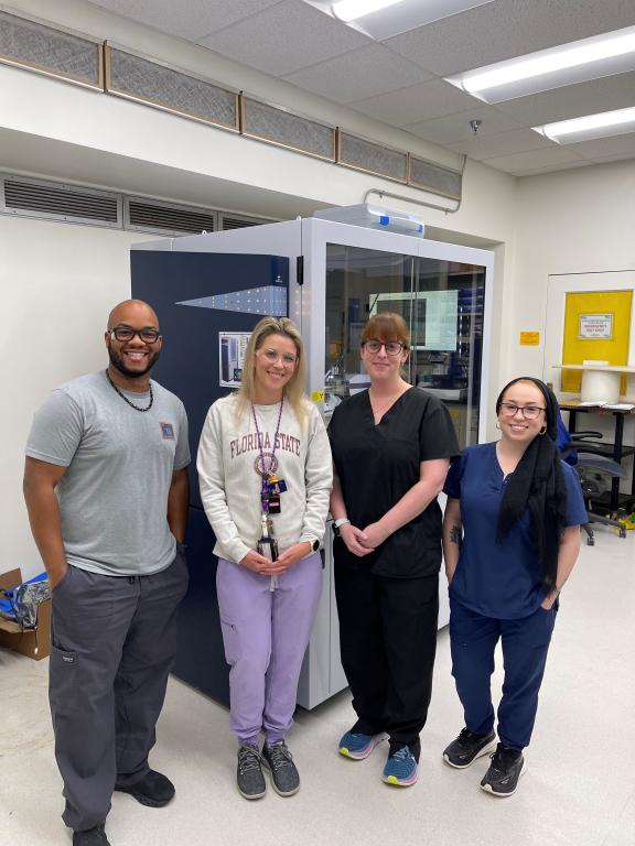 From left, lead author Frankie White, Samantha Schrell, lead author Nikki Thiele and Megan Simms achieved the first synthesis and characterization of a radium compound using single crystal X-ray diffraction. Credit: Frankie White/ORNL, U.S. Dept. of Energy