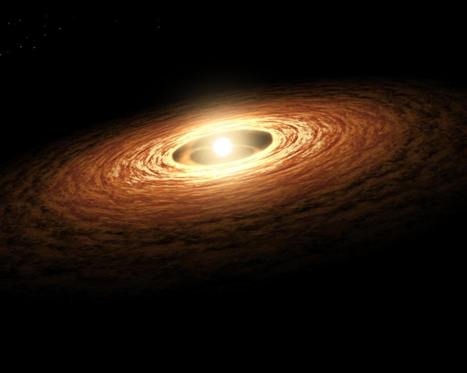 Exploding stars, a glowing light