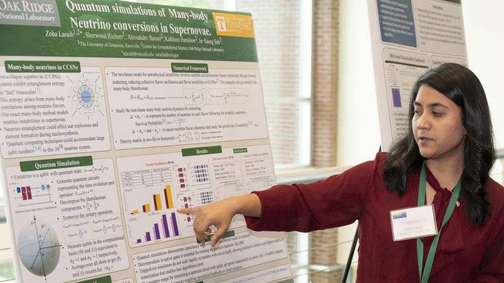 A poster session during the evening on Aug. 13 featured 36 displays on various quantum computing topics. Credit: Kurt Weiss/ORNL, U.S. Dept. of Energy
