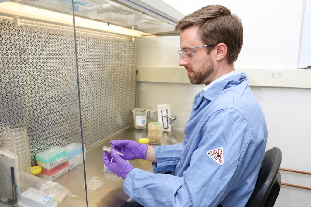 Josh Michener working in his lab.