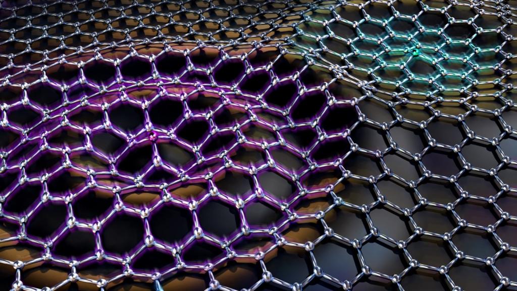 Picture showcases a net structure made up of individual hexagons flowing over a black curved base.
