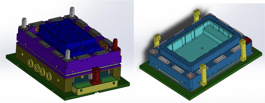 The lower mold, on the left, and the upper mold are shown fully assembled.