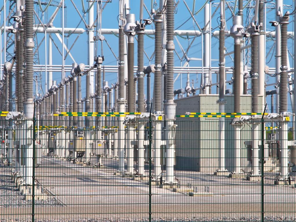 Ultra modern high voltage transformation power station for electrical Industry with transformers. Image from Envato.
