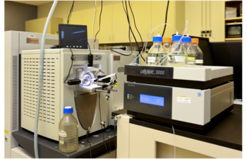 Dionex HPLC interfaced via nanoelectrospray with Thermo LTQ Orbitrap Elite mass spectrometer for proteomic analyses