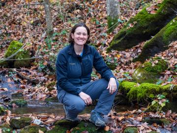 Natalie Griffiths kneading in watershed at ORNL 