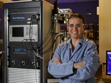 To develop complex materials with superior properties, Vera Bocharova uses diverse methods including broadband dielectric spectroscopy. Credit: Oak Ridge National Laboratory, U.S. Dept. of Energy; photographer Jason Richards