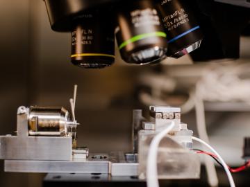 microscope lens and lithium battery prototype 