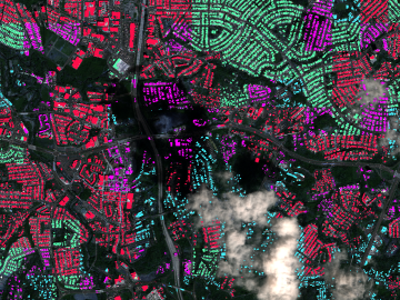 A new computational approach by ORNL can more quickly scan large-scale satellite images, such as these of Puerto Rico, for more accurate mapping of complex infrastructure like buildings. Credit: Maxar Technologies and Dalton Lunga/Oak Ridge National Laboratory, U.S. Dept. of Energy