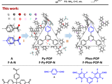 Synthetic pathway of the pyrylium- and phosphabenzene-functionalized polymers and structures of the monomers