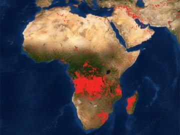 Map with focus on sub-saharan Africa