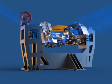 ORNL is designing a neutronic research engine to evaluate new materials and designs for advanced vehicles using the facilities at the Spallation Neutron Source at ORNL. Credit: Jill Hemman/ORNL, U.S. Dept of Energy, and  Southwest Research Institute.