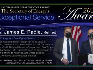 James "Jim" Radle receives Secretary of Energy award