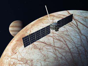 ORNL and NASA’s Jet Propulsion Laboratory scientists studied the formation of amorphous ice like the exotic ice found in interstellar space and on Jupiter’s moon, Europa. Credit: NASA/JPL-Caltech