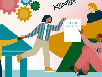Stylized illustration of figures. Credit: Jenny Nuss/Berkeley Lab, U.S. Dept. of Energy