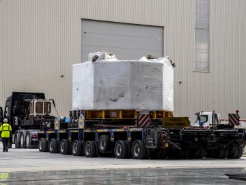 The first central solenoid module arrived at the ITER site in St. Paul-lez-Durance, France on Sept. 9. Credit: ITER Organization