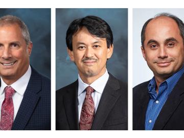 From left, Mitchel Doktycz, Yutai Kato and Burak Ozpineci have been named ORNL Corporate Fellows. Credit: ORNL, U.S. Dept. of Energy