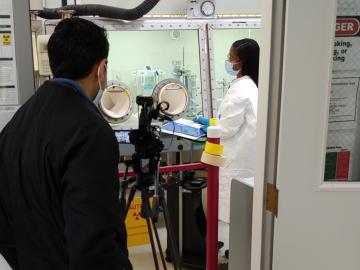 WBIR-TV reporter Vinay Simlot films in the REDC.