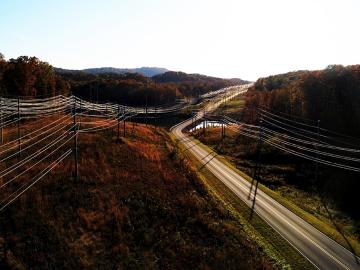 High voltage power lines carry electricity generated by the Tennessee Valley Authority to ORNL. Credit: Dobie Gillispie/ORNL, U.S. Dept. of Energy