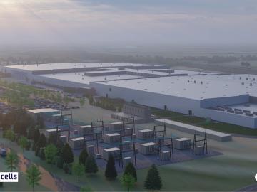 An artist's rendering of the Ultium Cells battery cell production facility to be built in Spring Hill, Tennessee, which will employ 1,300 people. Recognizing the unique expertise of their organizations, ORNL, TVA, and the Tennessee Department of Economic and Community Development have been working together for several years to bring startups developing battery technologies for EVs and established automotive firms to Tennessee. Credit: Ultium Cells