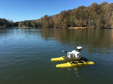 The ORNL-developed AquaBOT measures a range of water quality indicators, providing data for studies focused on clean water and sustainable energy. Credit: Natalie Griffiths/ORNL, U.S. Dept. of Energy