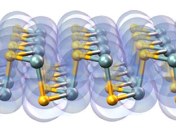 Researchers used quantum Monte Carlo calculations to accurately render the structure and electronic properties of germanium selenide, a semiconducting nanomaterial. Credit: Paul Kent/ORNL, U.S. Dept. of Energy