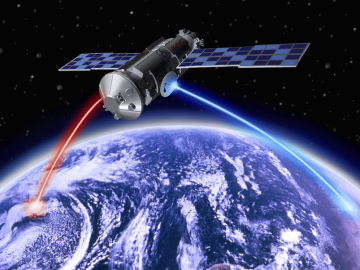 An Oak Ridge National Laboratory study used satellites to transmit light particles, or photons, as part of a more efficient, secure quantum network. Credit: ORNL, U.S. Dept. of Energy