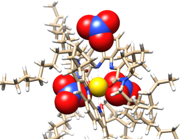 Researchers observe T-shaped cluster drives lanthanide separation system during liquid-liquid extraction. Credit: Alex Ivanov/ORNL, U.S. Dept. of Energy