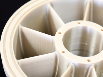 This newly manufactured fixed guide vane of a hydropower turbine system was additively created at the DOE Manufacturing Demonstration Facility at ORNL. Credit: Genevieve Martin/ORNL, U.S Dept. of Energy