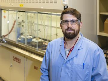 Jeff Foster, Distinguished Staff Fellow at Oak Ridge National Laboratory, is looking for ways to control polymer sequencing for a variety of uses. Credit: Carlos Jones/ORNL, U.S. Dept. of Energy