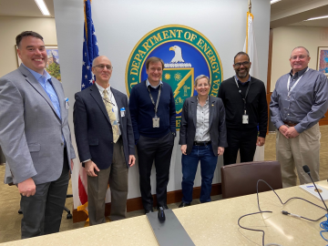 Nagendra Singh, second from the right, poses with agency representatives, including Ann Dunkin, DOE Chief Information Officer, upon winning the Best Geospatial Science Program in DOE for 2022. 