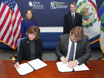  Leadership from Oak Ridge National Laboratory and the National Energy Technology Laboratory signed a memorandum of understanding to jointly explore carbon management strategies in the Appalachian region. Credit: NETL, U.S. Dept. of Energy