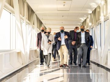 Herwig shared the impacts of neutron science with Secretary of Energy Jennifer Granholm during a tour of SNS in November 2021. Credit: Carlos Jones/ORNL, U.S. Dept. of Energy