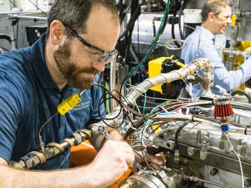 ORNL will collaborate with Fairbanks Morse Defense on decarbonization efforts to develop alternative fuel technologies for marine engines. Credit: Carlos Jones/ORNL, U.S. Dept. of Energy