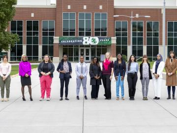 Professional women in the IAEA’s Lise Meitner Programme 2023 cohort and supporters assembled at ORNL. Credit: Carlos Jones/ORNL, U.S. Dept. of Energy