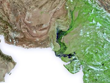Satellite image of flooding in Pakistan