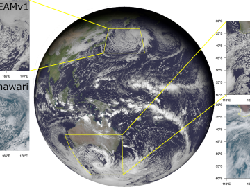 Frontier’s exascale power enables the Energy, Exascale and Earth System Model-Multiscale Modeling Framework — or E3SM-MMF — project to run years’ worth of climate simulations at unprecedented speed and scale. Credit: Mark Taylor/Sandia National Laboratories, U.S. Dept. of Energy