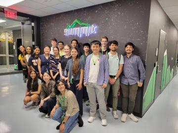 NEXTGENCOMPUTING students learned fundamental computing concepts through an HPC Crash Course before applying those concepts to an AI-based team project. From left to right, front row: Saahithi Gorti, Hannah Bao, Pragya Nidhi. Middle row: Kaiya Barnes, Brianna Andrews, Aninditha Nair, Olivia Heng, Disha Maheshwari, Emma Bohse, Sachi Griffin, Kevin Peng. Back row, Kieran Marci, Ronak Patel, Michael Batchelor, Matthew Tan, Richard Sances, Dhanvi Bharadwaj, Prabhash G C. Credit: ORNL