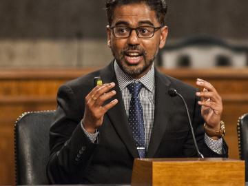 Prasanna Balaprakash, who leads ORNL’s AI Initiative, participated in events hosted by the White House Office of Science and Technology Policy and the Task Force on American Innovation to discuss the challenges and opportunities posed by AI. Credit: Brian Mosley/Computing Research Association