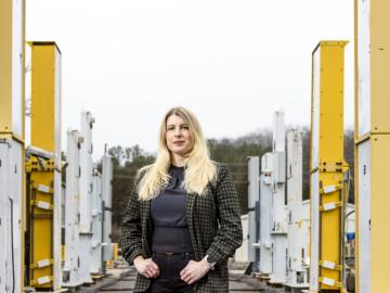 ORNL researcher Louise Evans is working to ensure safeguards approaches and verification technologies are integrated early in the design process of advanced reactor technologies. Credit: Carlos Jones/ORNL, U.S. Dept. of Energy