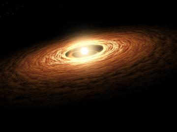 Exploding stars, a glowing light