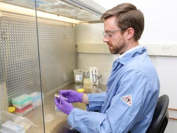 Josh Michener working in his lab.