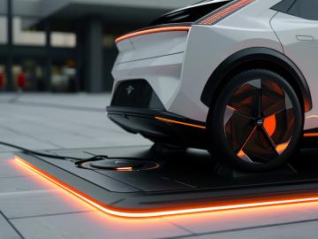Adobe Stock illustration of a car charging wirelessly