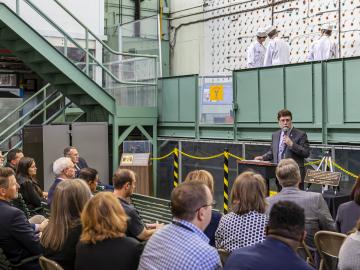ORNL Director Stephen Streiffer speaks to a crowd at the historic Graphite Reactor.