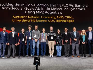 The 2024 Gordon Bell Prize goes to researchers led by the University of Melbourne for using the Frontier supercomputer to conduct a quantum molecular dynamics simulation 1,000 times greater in size and speed than any previous simulation of its kind. Credit: SC24