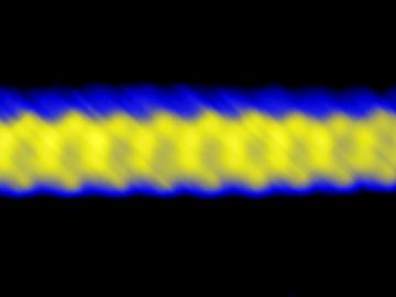 This graphene nanoribbon was made bottom-up from a molecular precursor. Nanoribbon width and edge effects influence electronic behavior. Image credit: Oak Ridge National Laboratory, U.S. Dept. of Energy.