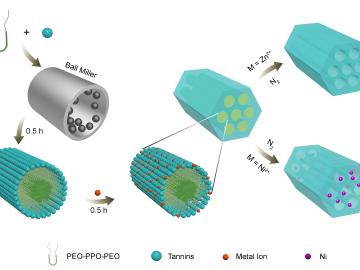 An ORNL-led team discovered a simpler, quicker nontoxic method to synthesize biomass materials without applying heat or solvents. The molecules self-assembled into large-pore-sized hexagonal cylinder-shaped mesostructures suitable for large molecule. An ORNL-led team discovered a simpler, quicker nontoxic method to synthesize biomass materials without applying heat or solvents. The molecules self-assembled into large-pore-sized hexagonal cylinder-shaped mesostructures suitable for large molecule.