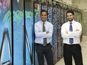Automated calibration software for building efficiency studies, developed by Oak Ridge National Laboratory researchers Jibonananda Sanyal (left) and Joshua New, is now available as an open source code. 