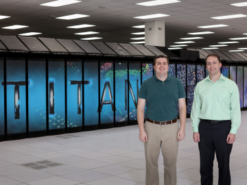 ORNL’s Steven Young (left) and Travis Johnston used Titan to prove the design and training of deep learning networks could be greatly accelerated with a capable computing system.